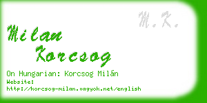 milan korcsog business card