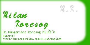 milan korcsog business card